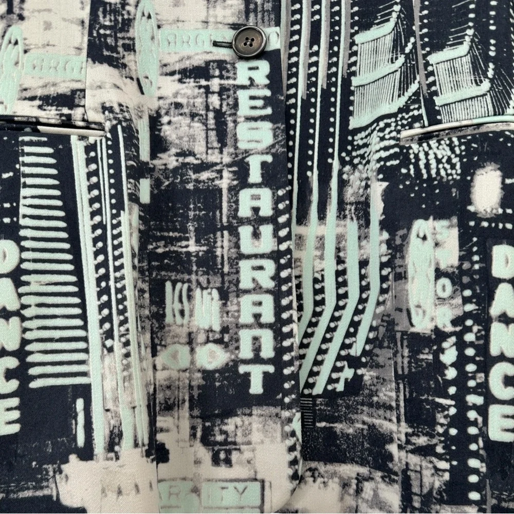 [sold] Vintage Escada Mint Green & Black Skyline Wool Blazer Jacket - Picture 4 of 9